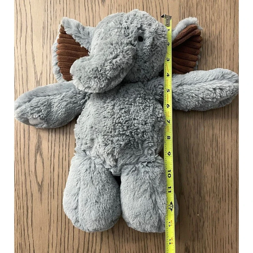 Lambs & Ivy Elephant plush Stuffed Animal Gray baby hook and loop Terrycloth